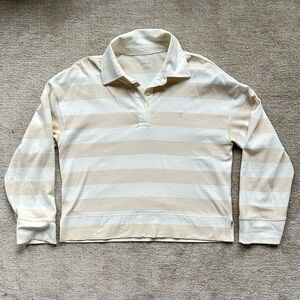 Everlane Beige and White Striped Rugby Shirt - Women’s
